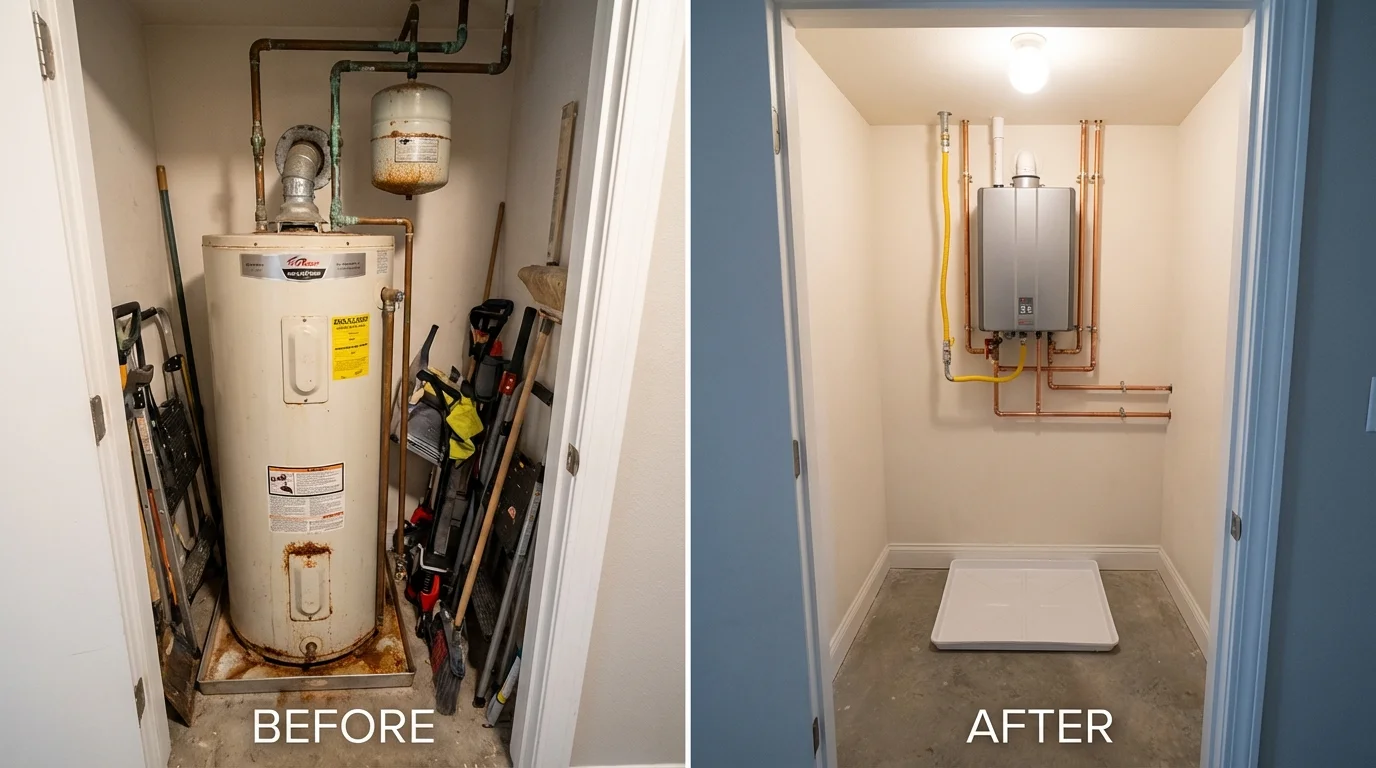 Tank water heater versus wall-mounted tankless unit comparison for Menard, TX homeowners